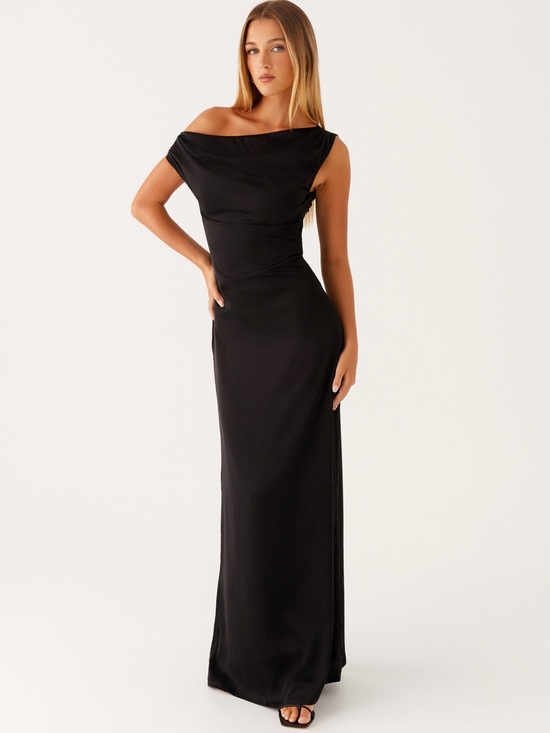 Peppermayo Dresses & Skirts - Peppermayo Black One-Shoulder Satin Evening Dress